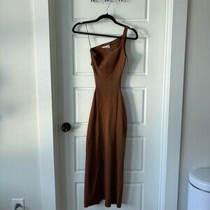 Reformation One-Shoulder Brown Midi Dress